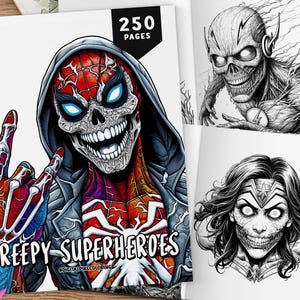 250 Strasznych Superbohaterów Kolorowanka PAKIET, Kolorowanki Komiksy, Kolorowanki Superbohaterowie, Arkusze Kolorowanek, Straszne Kolorowanki, Kolorowanka Halloween