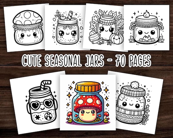 Bold and Easy Coloring Book Simple Coloring Pages Cute Jars Kawaii Jars Coloring Printable Jar Coloring Relaxing Coloring Cozy Book PDF
