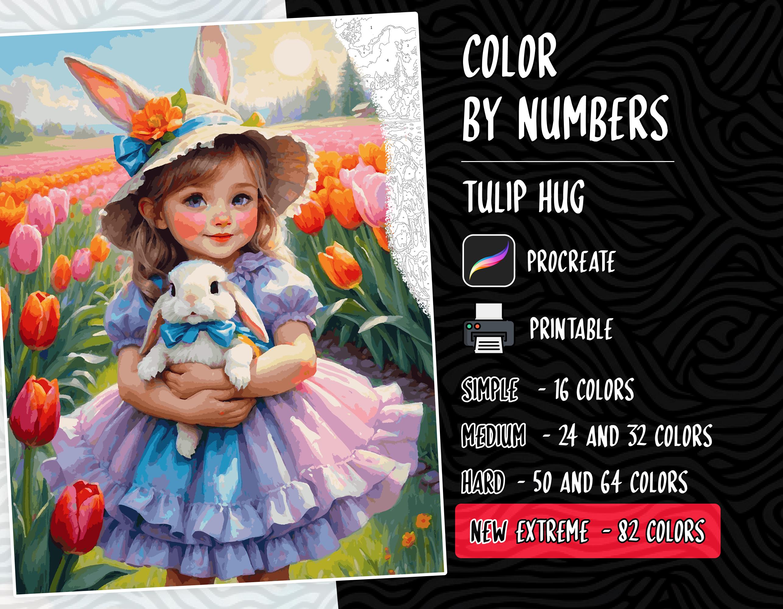 Colorea por números Páginas de colorear digitales para Procreate e impresión | Paquete Kawaii tierno para iPad y PDF
