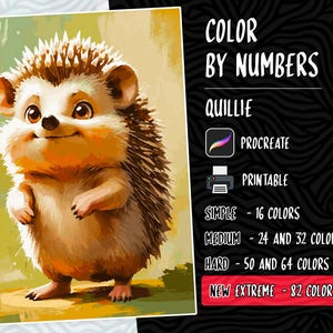 Color by Numbers, Digital Coloring Pages, Paint by Numbers, Procreate Coloring Book, Adults Coloring Book, Quillie Coloring Cute Coloring