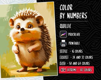 Color by Numbers, Digital Coloring Pages, Paint by Numbers, Procreate Coloring Book, Adults Coloring Book, Quillie Coloring Cute Coloring