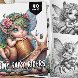40 kleine Feenreiter Malvorlagen, Graustufen Malseiten, Malvorlagen, kleine Feen, Fantasy Färbung, Baby Feen Malbuch