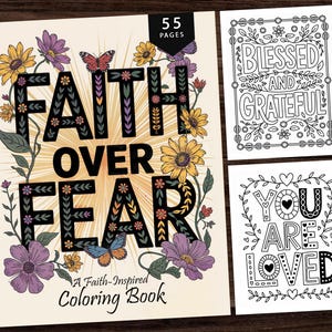 55 A Faith-Inspired Quote Coloring Book Bible Verses Coloring Pages Inspirational Motivational Quotes Printable PDF Instant Digital Download