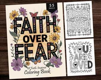 55 A Faith-Inspired Quote Coloring Book Bible Verses Coloring Pages Inspirational Motivational Quotes Printable PDF Instant Digital Download