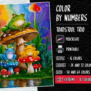 Frog Coloring Procreate Coloring Paint by Numbers Digital Coloring Pages Stress Relief Coloring Color by Numbers iPad Coloring Digital Pages