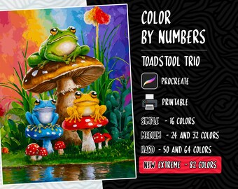 Frog Coloring Procreate Coloring Paint by Numbers Digital Coloring Pages Stress Relief Coloring Color by Numbers iPad Coloring Digital Pages