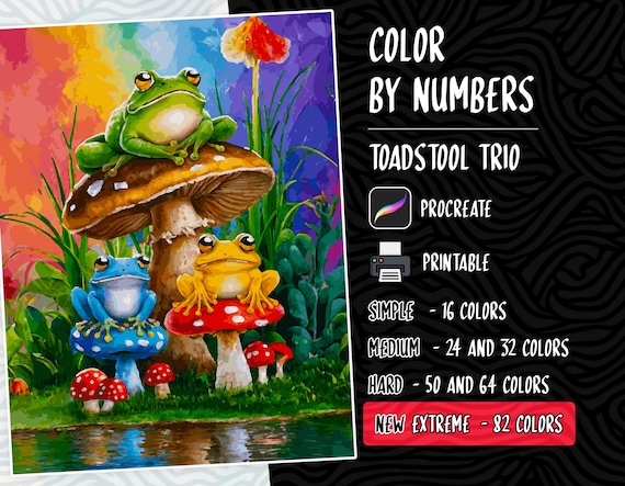 Frog Coloring Procreate Coloring Paint by Numbers Digital Coloring Pages Stress Relief Coloring Color by Numbers iPad Coloring Digital Pages