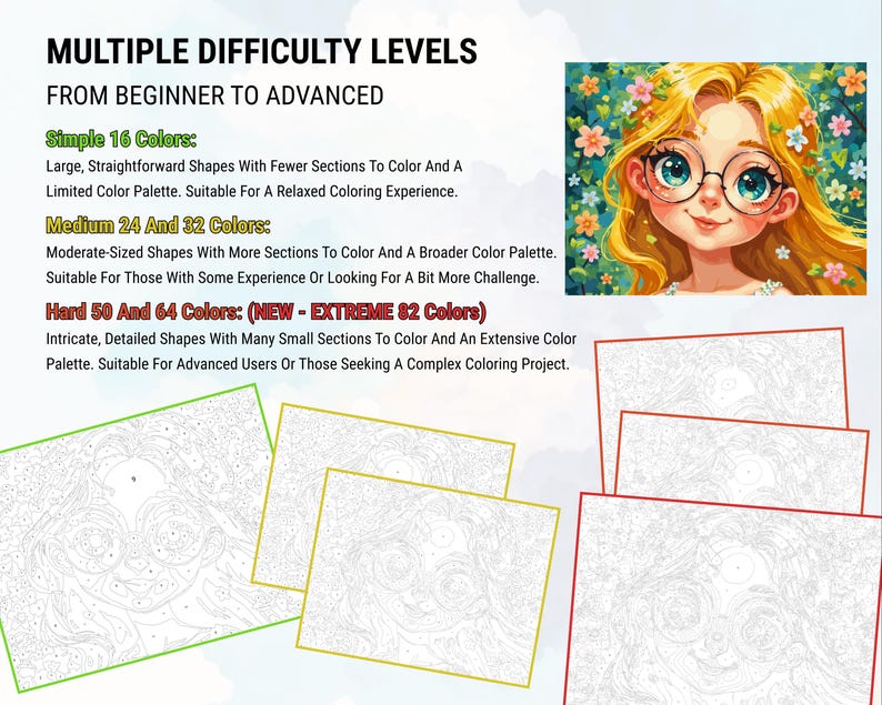 Color by Number, Paint by Numbers, Digital Coloring Pages, Procreate