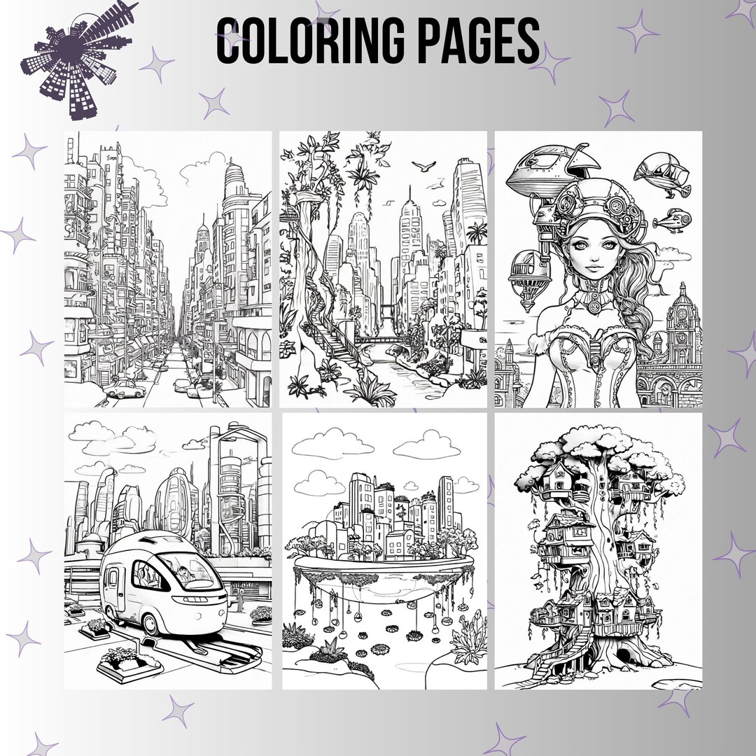Coloring Page About Cities Future Scape: City of Tomorrow Digital