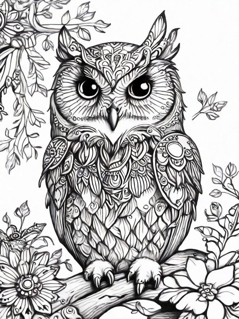 Owl Mandalas Coloring Page Digital Download PDF File intricate ...