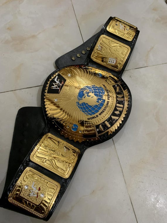 BIG EAGLE SCRATCH logo championship belt, adult size, gold plated 4 mm zinc plates, real cowhide leather