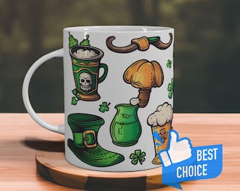 Lucky Shamrock Mug, St. Patrick's Day Gift, Perfect for Him, Unique Present, Irish-themed Cup, Handcrafted Pottery