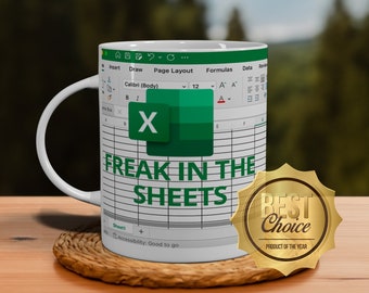 Freak in thesheets Excel Tasse Geschenkidee für Kollegen, lustige Tassen, Becher, Kaffeetasse, lustige Geschenke, Geschenk für sie, Weihnachtsgeschenk, Geburtstagsgeschenk