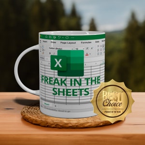 Freak in the sheets Excel mug gift idea for coworkers, funny mugs, mug, coffee cup, funny gifts, gift for her, christmas gift, birthday gift zdjęcie 1