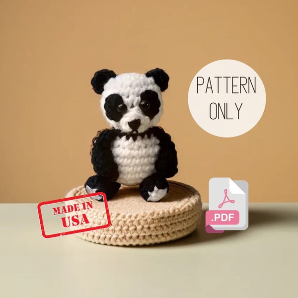 Panda Crochet Pattern, Baby Panda Amigurumi Toy, DIY Crochet Guide, Plushie PDF Download, Miniature Animal Craft, Handmade Toy Design