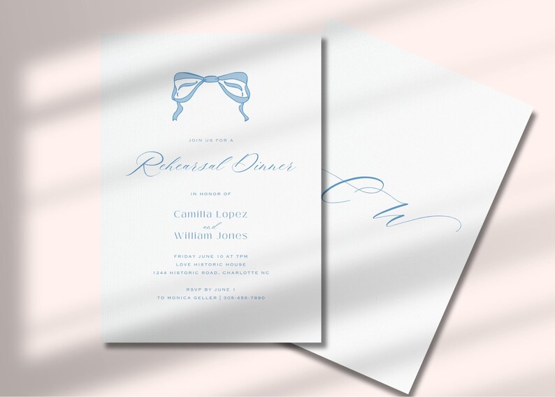 Bow Rehearsal Dinner Invitation Theyre Tying the Knot Something Blue ...