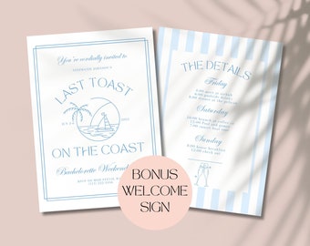 Last Toast on The Coast Bachelorette Einladung und Reiseplan