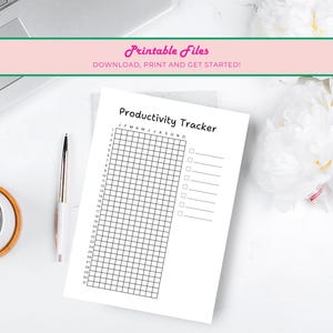 Productivity Tracker, Printable Journal Page, Digital Planner Pages, Yearly Habit Journal ...