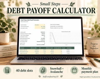 Debt Payoff Tracker Spreadsheet: Snowball and Avalanche Calculator, 40 Debts, XLSX Download