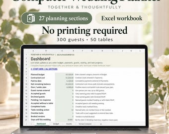 Wedding Planner Excel Spreadsheet: Budget Tracker, Guest List, Seating Plan and Venue Comparison