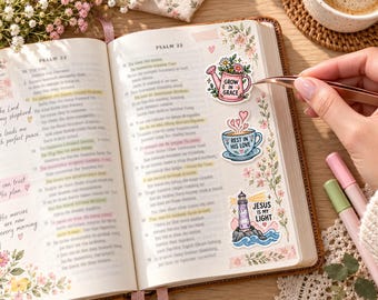 100 Christian Printable Stickers: Pastel Faith Jesus Designs for Bible Journaling, PNG + PDF