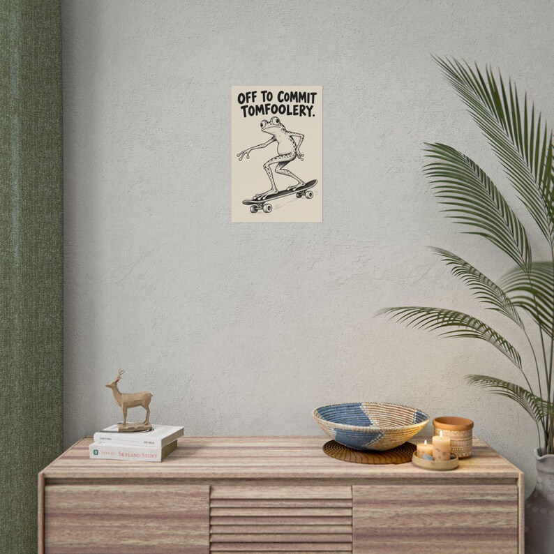 Off to Commit Tomfoolery Frog Skateboarding Rolled Poster image 2