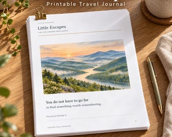 Watercolor Mountain Travel Journal, Day Trip Planner (Digital Download)