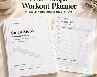 Small Steps Workout Planner, Undated Fitness Journal, Strength & Walking Logs (Digital Download)