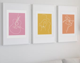 Girls Room - Line Art - Framed Art - Printable 8x10