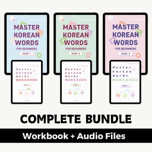 Master Korean Words for Beginners - Complete Bundle | Printable | English | Full-Color | Bonus Workbook and Audio Files | Learn Korean
