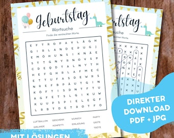 Sopa de letras de cumpleaños en alemán – ensalada de letras | Juego de fiesta de cumpleaños | Rompecabezas de palabras de cumpleaños para imprimir | Juego de cumpleaños