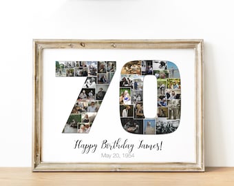 Custom 70th Birthday Photo Collage Gift