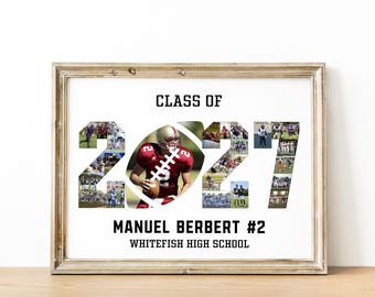 Football Senior Night Gift, Custom 2027 Football Photo Collage, Gift for Football Player, American Football Photo Collage