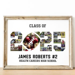 Football Senior Night Gift, Custom 2025 Football Photo Collage, Gift for Football Player, American Football Photo Collage