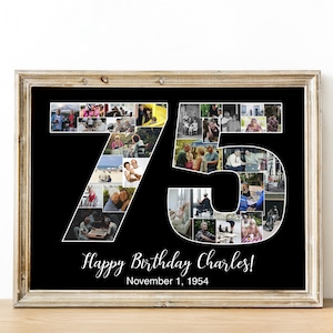 Custom 75th Birthday Gifts for Women, 75 Photo Collage Gift for Grandpa, 75th Gift for Men, 75th Gift for Mom, 75th Gift for Grandma
