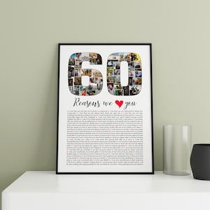 60 Reasons We Love You Poster with photos, Personalized 60th Birthday Gift for Him or Her, 60th Birthday Gifts For Men or Women