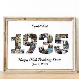 90th Birthday Gifts for Her or Him, 1935 Year Photo Collage, Printable 90th Birthday Gift for Grandpa or Grandma