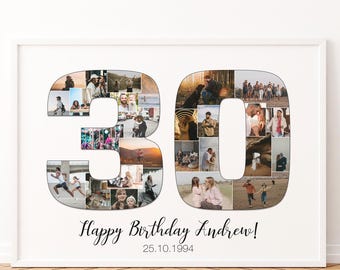 Personalized 30th Birthday Photo Collage Gift, Anniversary Gift