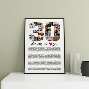 30 Reasons We Love You Poster with photos, Personalized 30th Birthday Gift for Him or Her, 30th Birthday Gifts For Men or Women