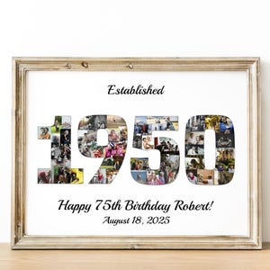 75th Birthday Gifts for Mom or Dad, Custom 1950 Photo Collage Gift for Grandma or Grandpa, 75th Anniversary Gift, 75th Gift for Her or Him