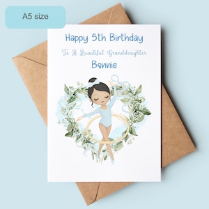 Personalised Ballerina Birthday Card For Granddaughter Niece or Daughter, Pretty Keepsake Birthday Card For Ballet Loving Little Girl