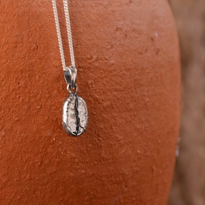 Sterling Silver Coffee Bean Necklace - Unisex Jewelry