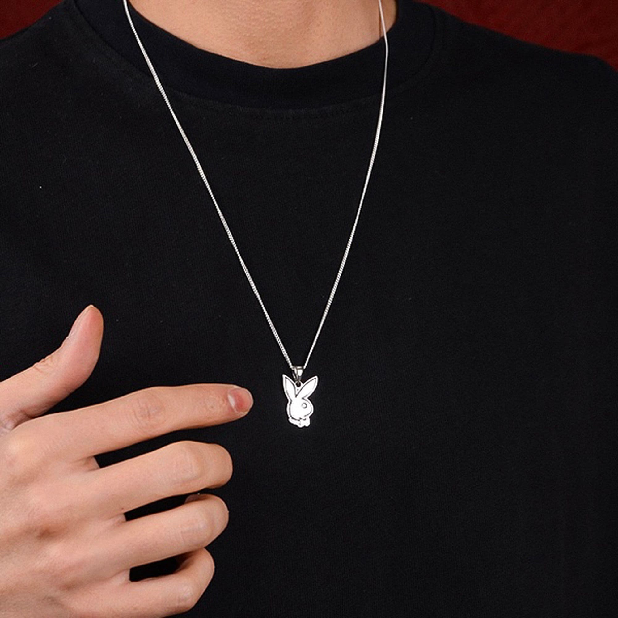 Silver Playboy Necklace 925 Sterling Silver Playboy Figure Unisex