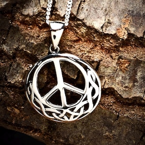 Sterlingzilveren ketting met vredesteken, uniseks vredessymbool sieraden