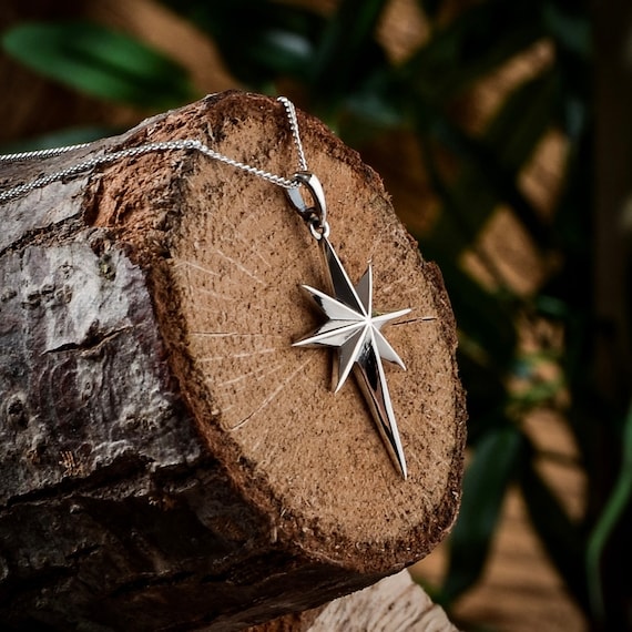 Silver North Star Necklace 925 Sterling Silver Polar Star