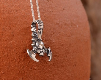 Silver Scorpion Necklace 925 Sterling Silver Scorpion Figured Men's Necklace
