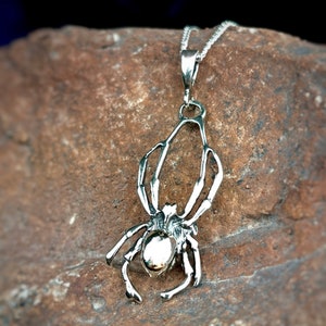 Silver Spider Necklace 925 Sterling Silver Spider Model Men&#39;s Necklace