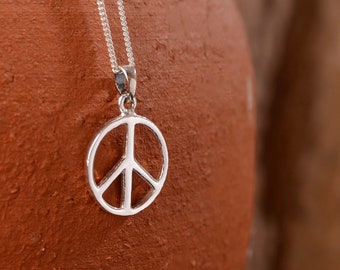 Silber Peace Zeichen Halskette 925 Sterling Silber Peace Symbol Unisex Halskette, Silber Schmuck, Peace,