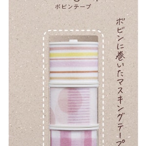 KOKUYO Bobbin Washi Tape Soft Pink Set of 3 15mmx3m Masking Tape