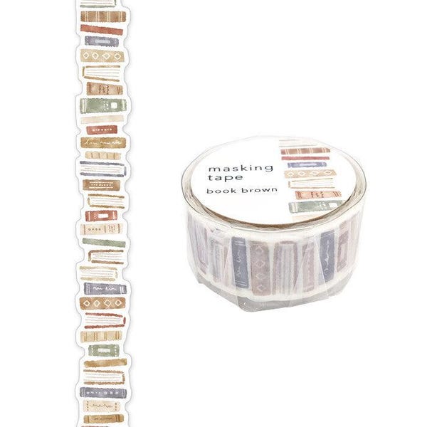 Ruban adhésif décoratif Mind Wave Washi Tape prédécoupé, motif livre marron, 18 mm x 5 m